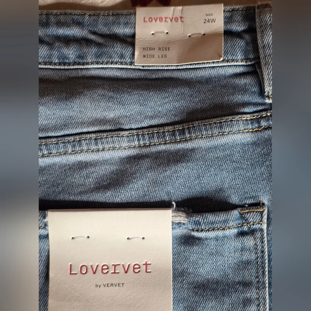 Lovervet by Vervet Adrian High Rise Wide Leg Light Wash Jeans NWT 24W - Picture 9 of 11
